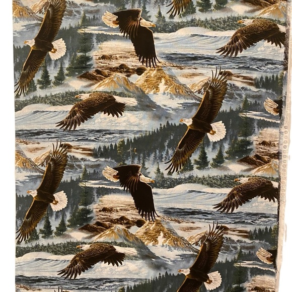David Textiles 44" Cotton Soaring Along the Shores Fabric 2.75 Yards Bald Eagles - Picture 1 of 5